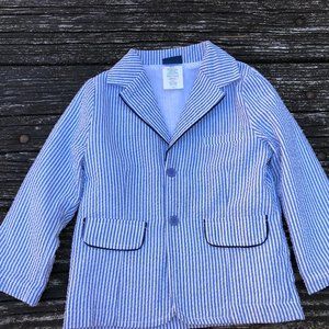 Baby Boyz Nannette Boys Blue/White Stripe Seersucker Suit Jacket/Blazer Size 24M